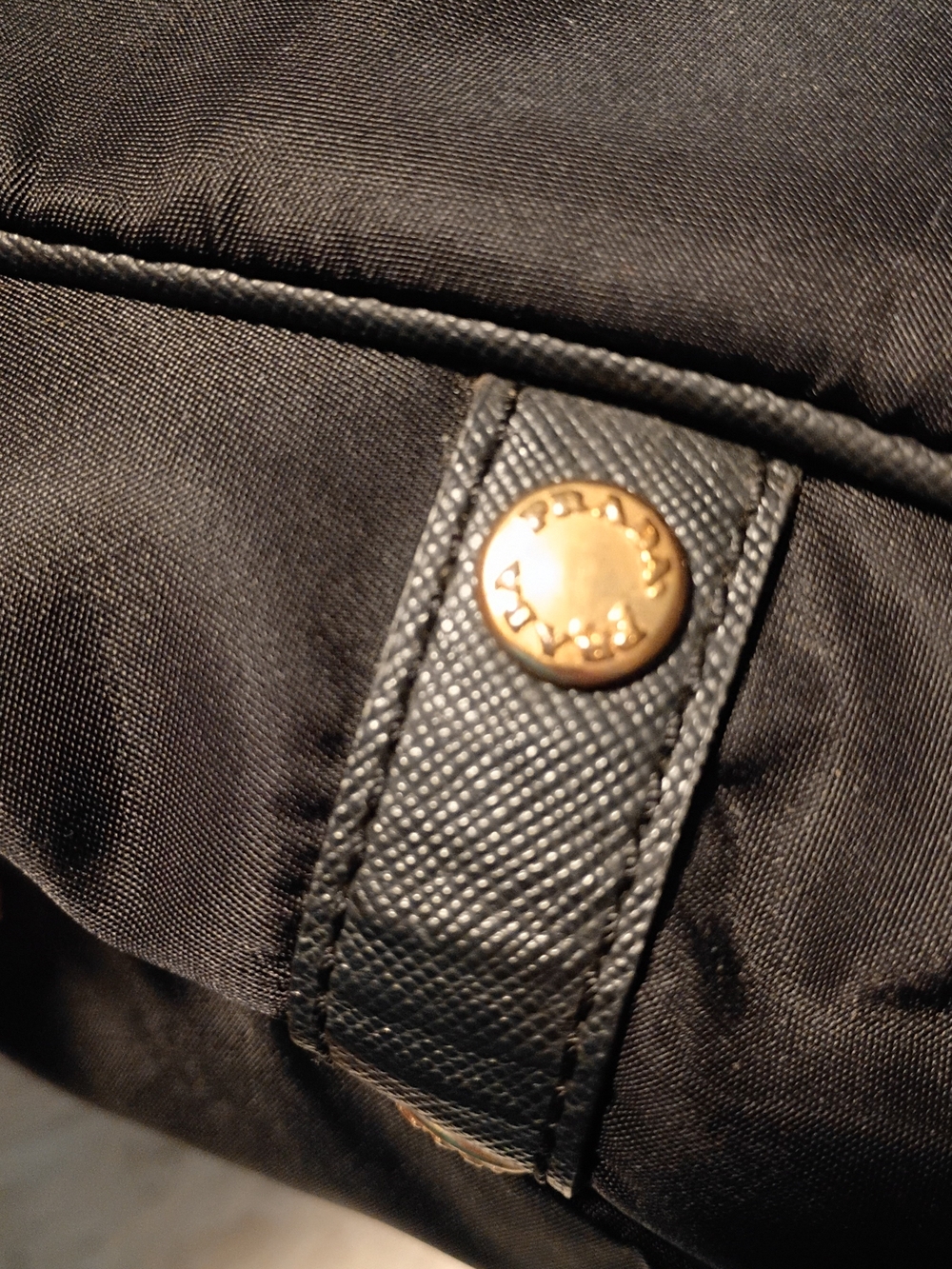 Prada Black Nylon Shoulder Bag with Gold Hardware - Picture 13 of 16